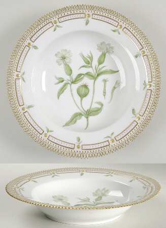 Flora Danica (1961 To Current) Large Rim Soup Bowl-Melandrium vespertinum Fr