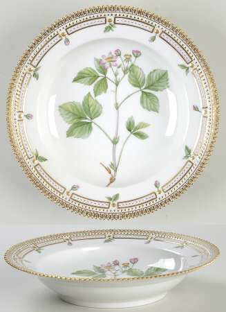 Flora Danica (1961 To Current) Rim Soup Bowl-Rubus castoreus Laest
