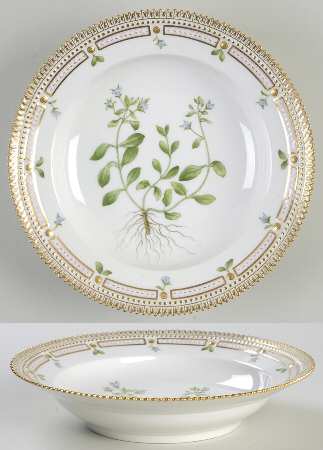 Flora Danica (1961 To Current) Rim Soup Bowl-Veronica alpina L