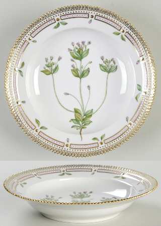Flora Danica (1961 To Current) Rim Soup Bowl-Gentiana quinquefolia Oed