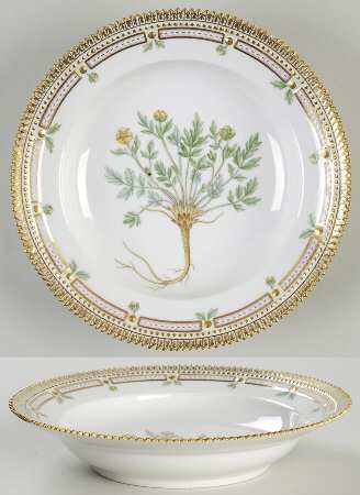 Flora Danica (1961 To Current) Rim Soup Bowl-Potentilla pulchella R Br