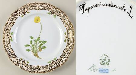 Flora Danica (1961 To Current) 9" Pierced Luncheon Plate/Fruit Std-Papaver nudica