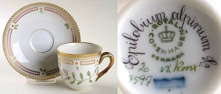Flora Danica (1961 To Current) Flat Cup & Saucer Set-Epilobium alpinum L