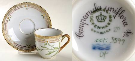 Flora Danica (1961 To Current) Flat Cup & Saucer Set-Campanula uniflara L.