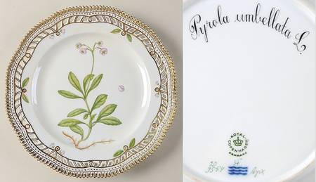 Flora Danica (1961 To Current) 9" Pierced Luncheon Plate/Fruit Std-Pyrola umbella