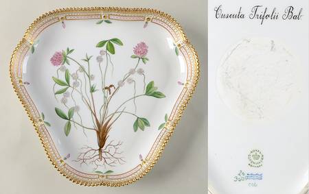 Flora Danica (1961 To Current) 10" Triangular Salad Serving Bowl-Guseuta Trifolii