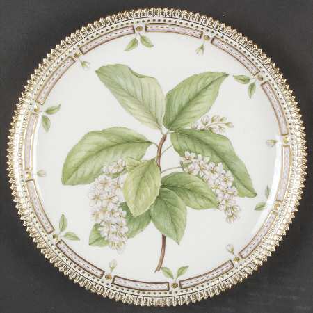 Flora Danica (1961 To Current) 9" Round Tray-Cerasus padus L