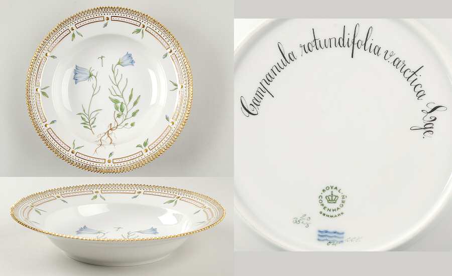 Flora Danica (1961 To Current) Large Rim Soup Bowl-Campanula rotundifolia v arcti