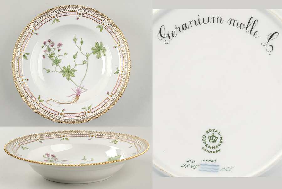 Flora Danica (1961 To Current) Large Rim Soup Bowl-Geranium molle L