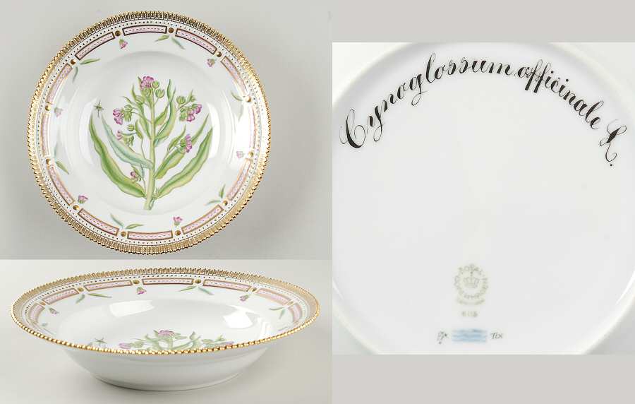 Flora Danica (1961 To Current) Large Rim Soup Bowl-Cynoglossum officinale L
