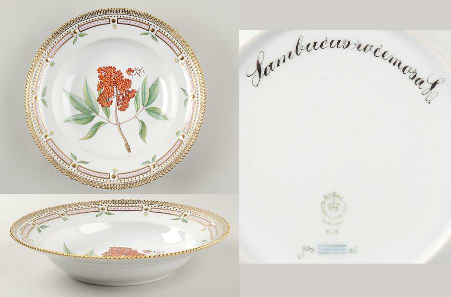 Flora Danica (1961 To Current) Large Rim Soup Bowl-Sambucus racemosa L