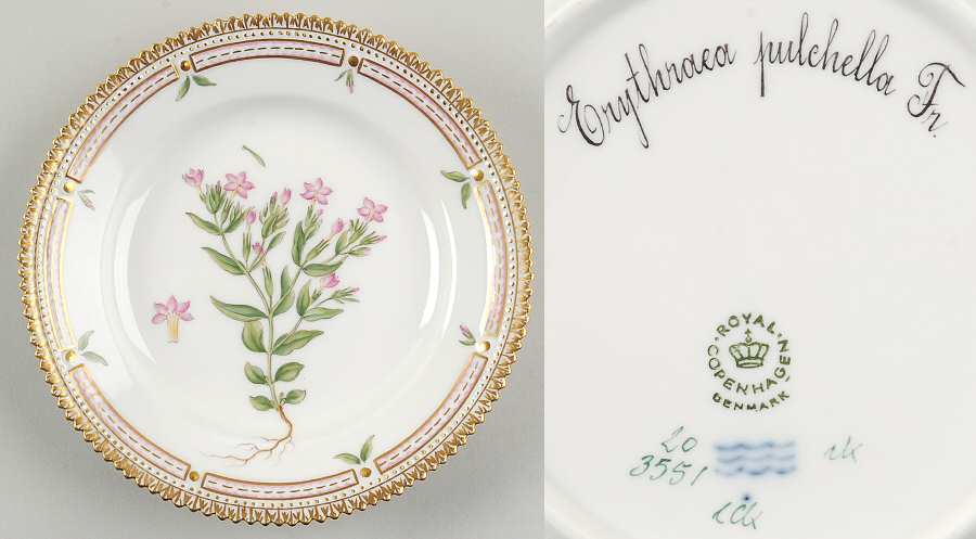 Flora Danica (1961 To Current) Dessert/Pie Plate-Erythraea pulchella Fr
