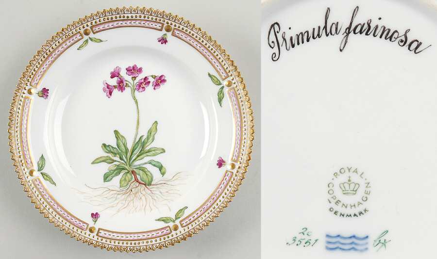 Flora Danica (1961 To Current) Dessert/Pie Plate-Primula farinosa