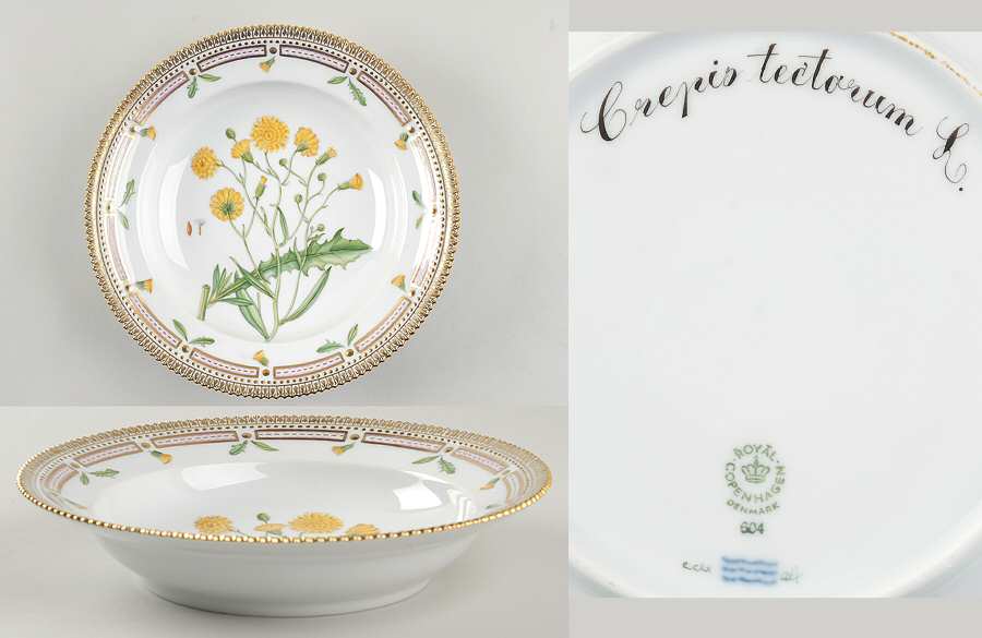 Flora Danica (1961 To Current) Rim Soup Bowl-Crepis tectorum L
