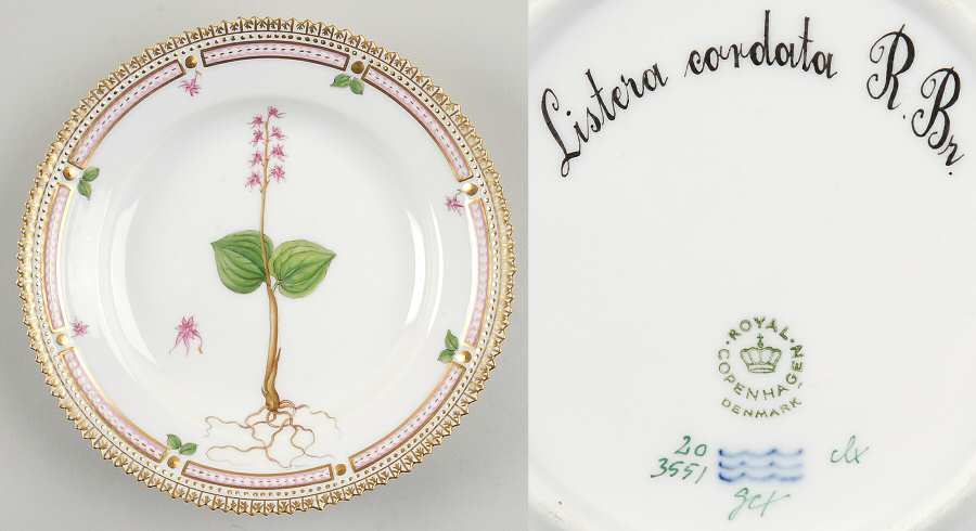 Flora Danica (1961 To Current) Dessert/Pie Plate-Listera cordata R Br
