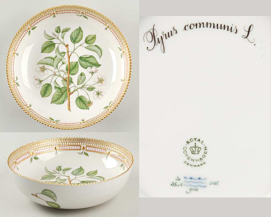 Flora Danica (1961 To Current) 9" Salad Serving Bowl-Pyrus communis L.