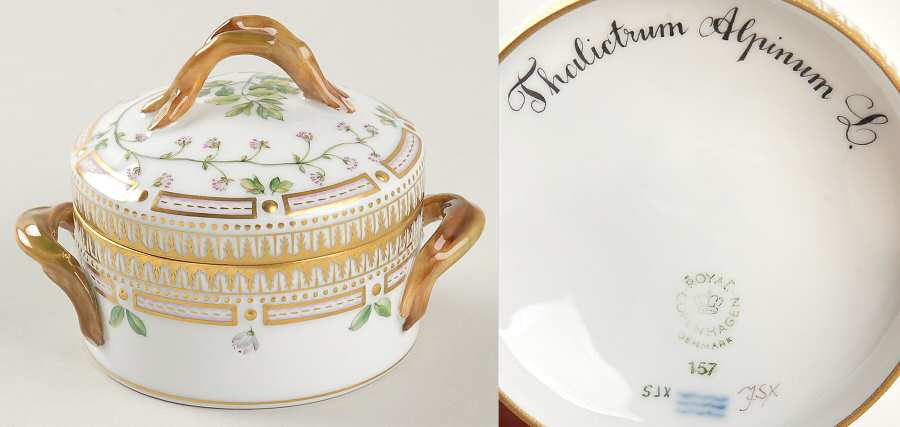 Flora Danica (1961 To Current) Small Sugar Bowl & Lid-Thalictrum Alpinum L