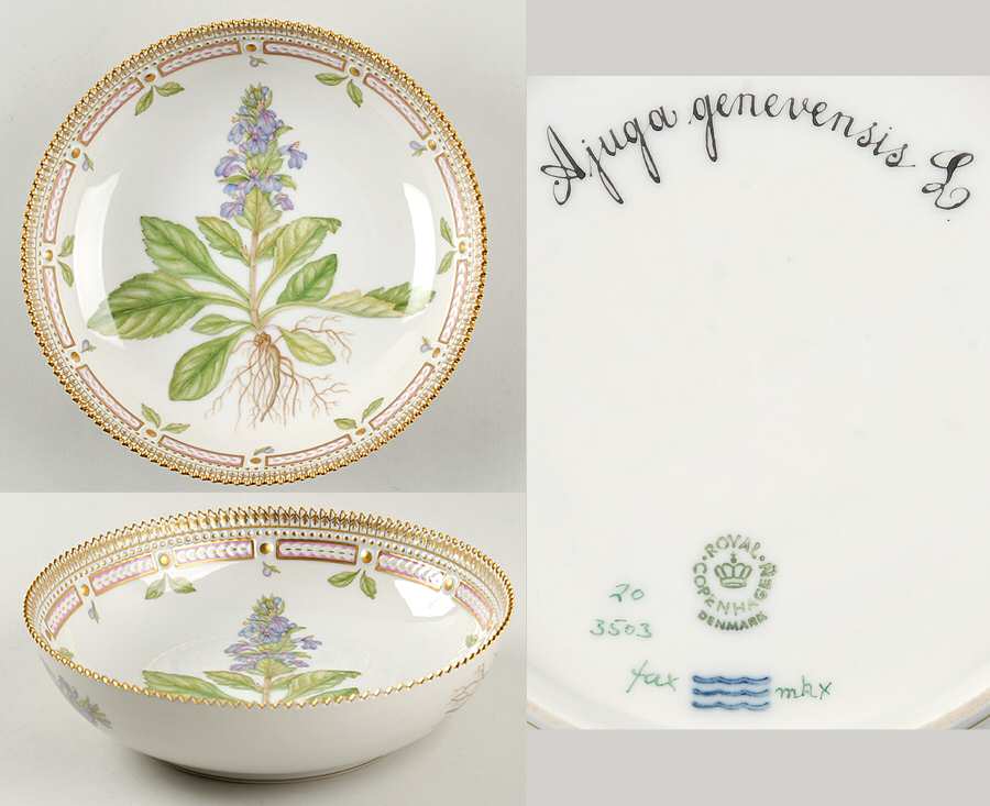 Flora Danica (1961 To Current) 8" Salad Serving Bowl-Ajuga genevensis L.