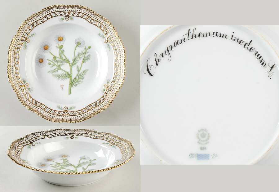 Flora Danica (1961 To Current) Pierced Large Rim Soup Bowl-Chrysanthemum inodorum