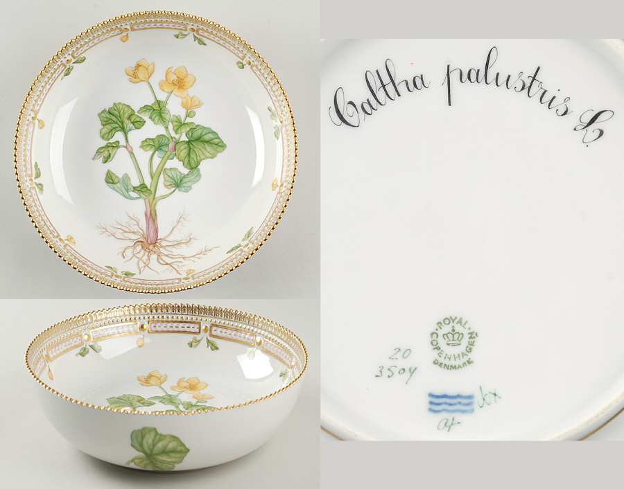 Flora Danica (1961 To Current) 9" Salad Serving Bowl-Caltha palustris L.
