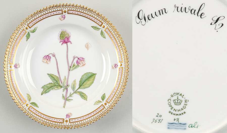 Flora Danica (1961 To Current) Dessert/Pie Plate-Geum rivale L