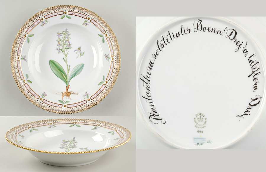 Flora Danica (1961 To Current) Large Rim Soup Bowl-Plantanthera solstitialis Boen
