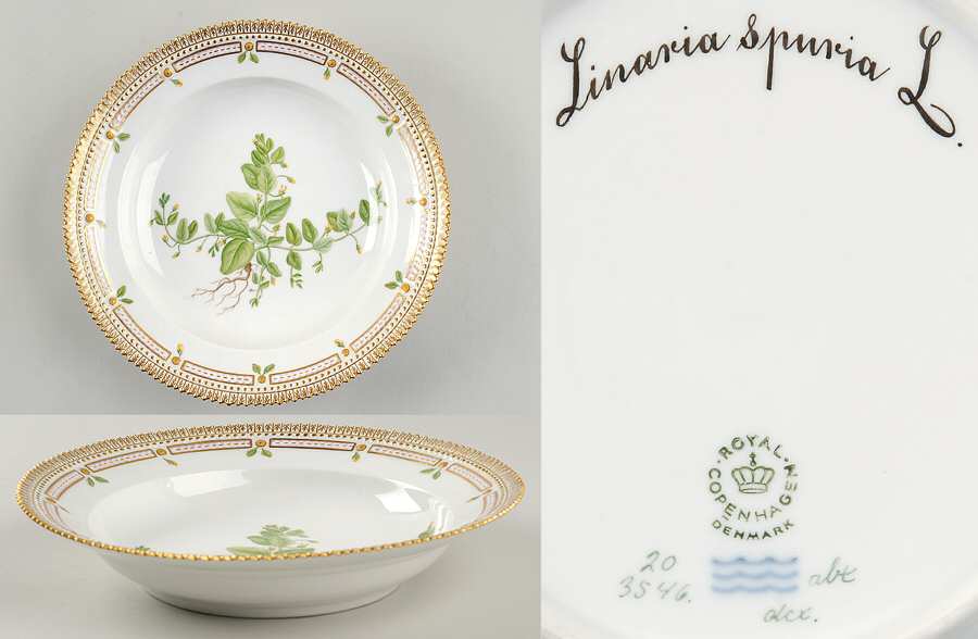 Flora Danica (1961 To Current) Rim Soup Bowl-Linaria Spuria L