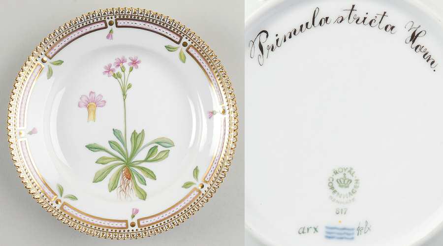 Flora Danica (1961 To Current) Dessert/Pie Plate-Primula stricta Horn