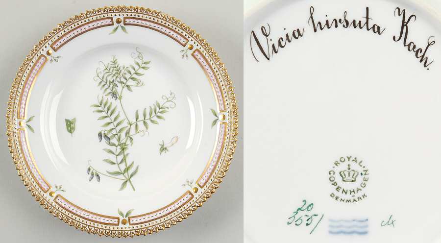 Flora Danica (1961 To Current) Dessert/Pie Plate-Vicia hirsuta Koch