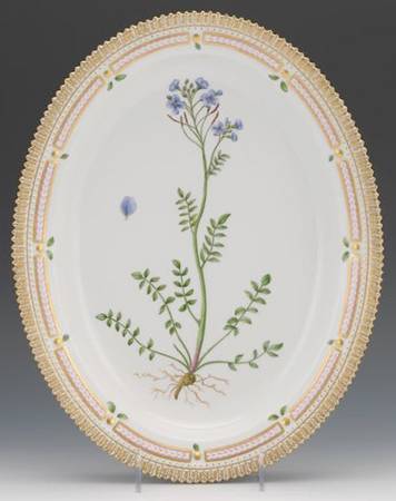 Flora Danica (1961 To Current) 14" Oval Serving Platter-Cardamine protensis