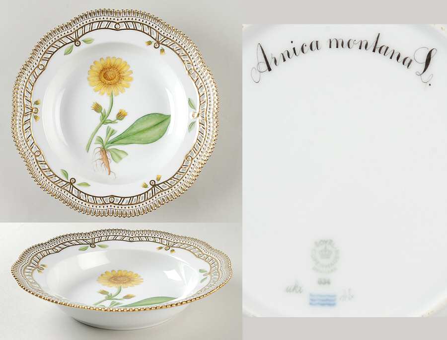 Flora Danica (1961 To Current) Pierced Large Rim Soup Bowl-Arnica montana L