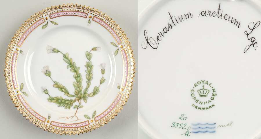 Flora Danica (1961 To Current) Bread & Butter Plate-Cerastium arcticum Lge