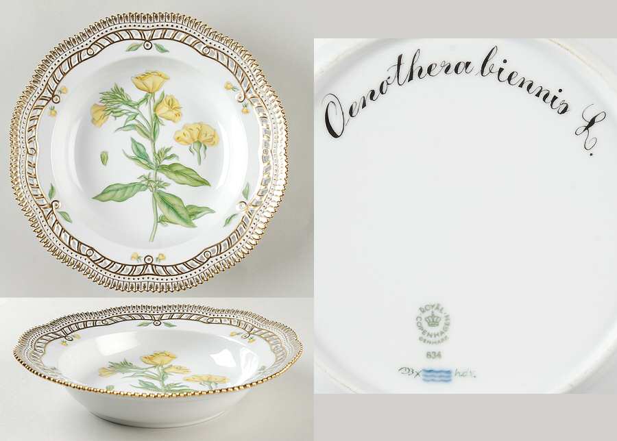 Flora Danica (1961 To Current) Pierced Large Rim Soup Bowl-Oenothera biennis L