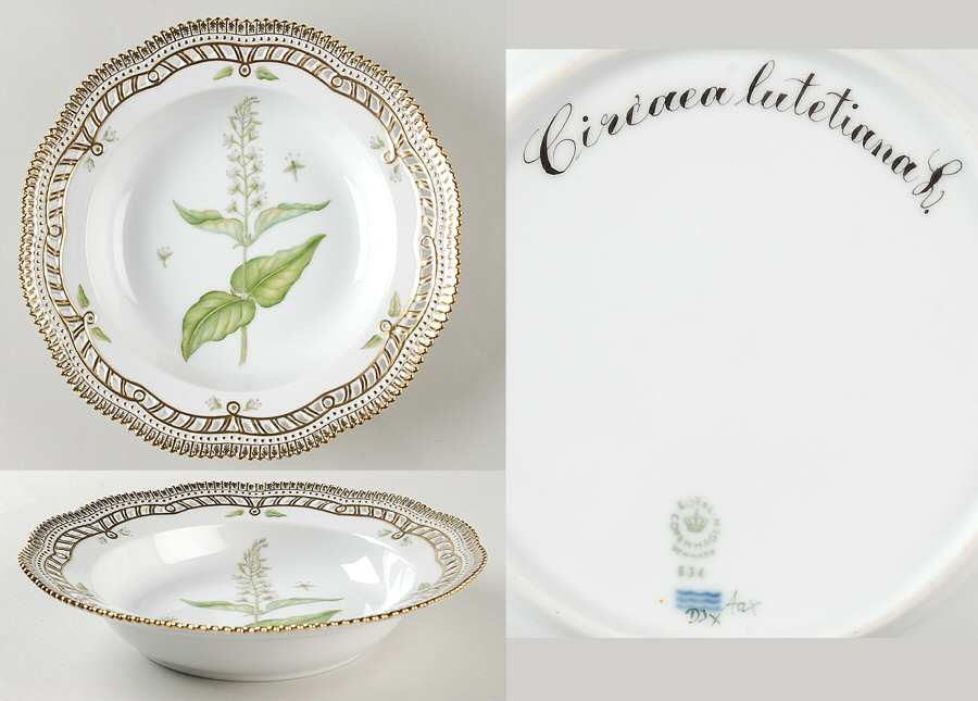 Flora Danica (1961 To Current) Pierced Large Rim Soup Bowl-Circaea lutetiana L
