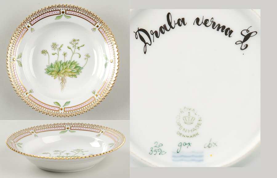 Flora Danica (1961 To Current) Rim Fruit/Soup Bowl-Draba verna L