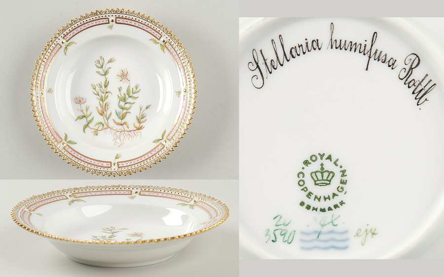 Flora Danica (1961 To Current) Rim Fruit/Soup Bowl-Stellaria humifusa Rottb