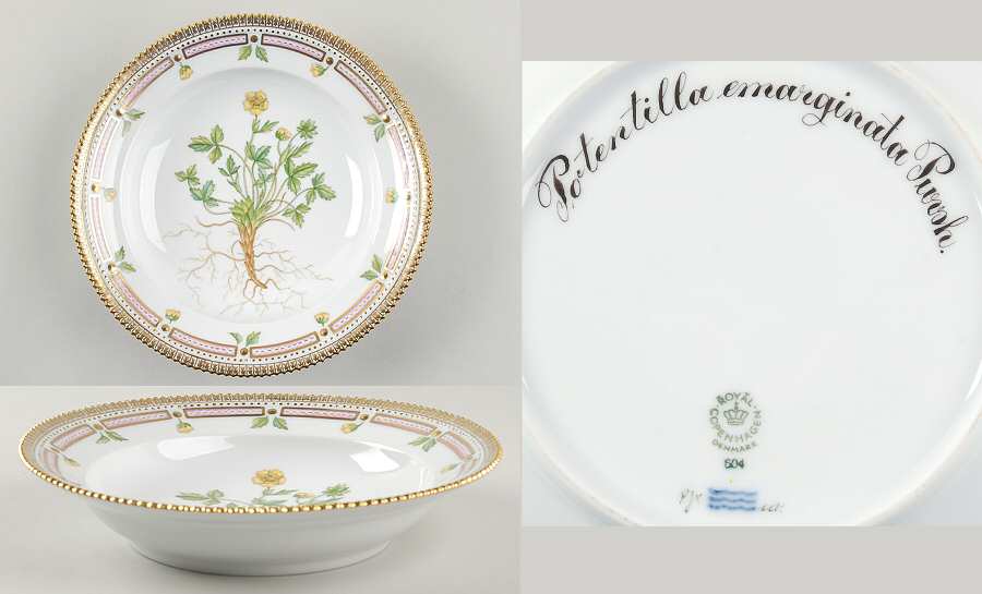 Flora Danica (1961 To Current) Rim Soup Bowl-Potentilla emarginata Pursh