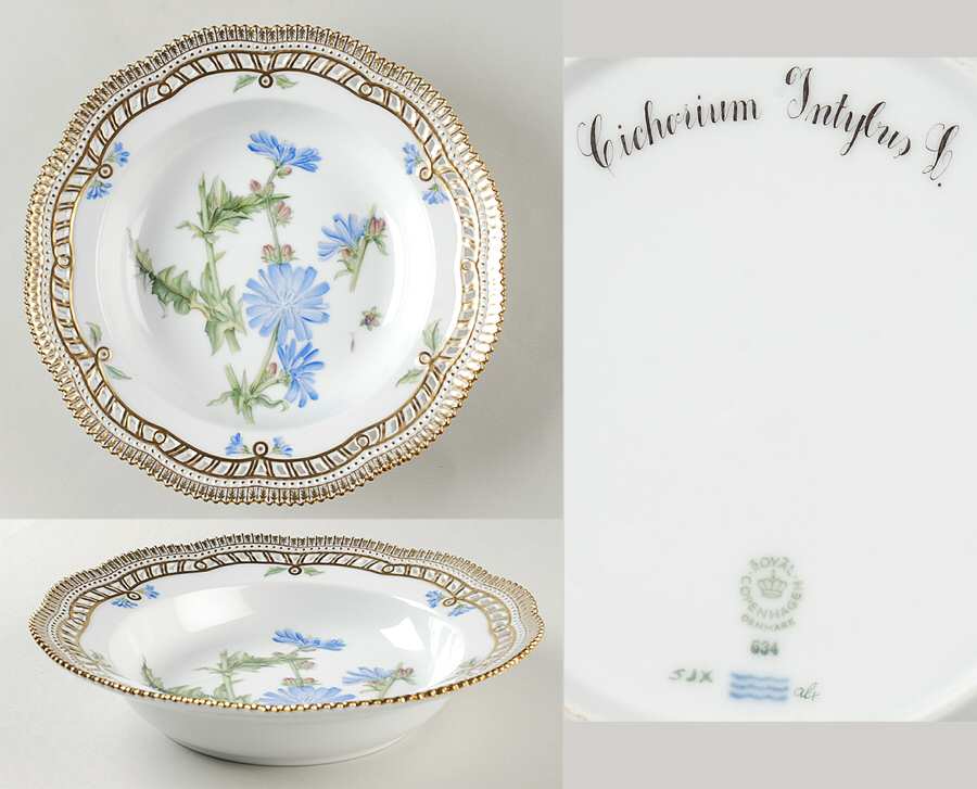 Flora Danica (1961 To Current) Pierced Large Rim Soup Bowl-Cichorium Intybus L
