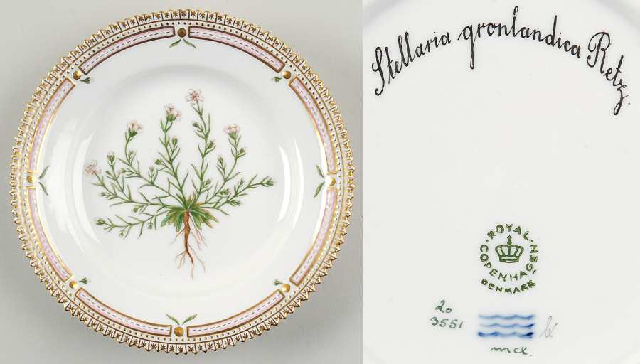 Flora Danica (1961 To Current) Dessert/Pie Plate-Stellaria groenlandica Retz