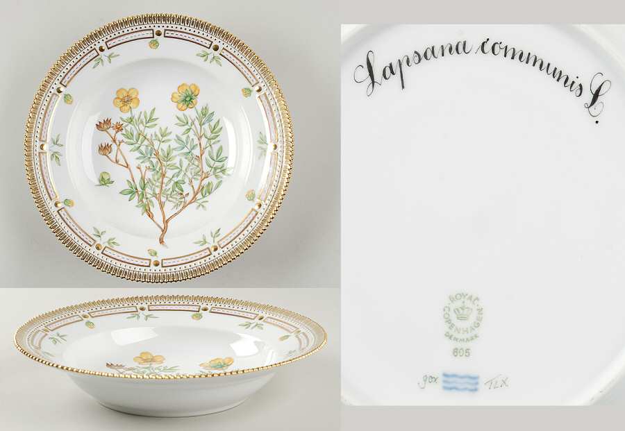 Flora Danica (1961 To Current) Large Rim Soup Bowl-Potentilla fruticosa L