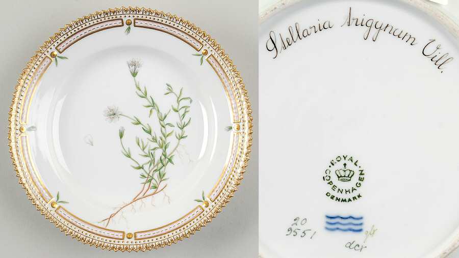 Flora Danica (1961 To Current) Dessert/Pie Plate-Stellaria trigynum Vill