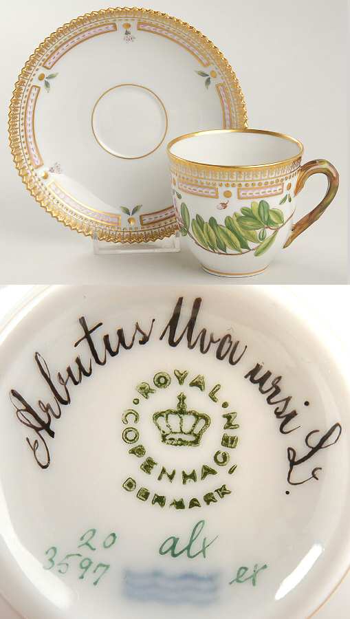 Flora Danica (1961 To Current) Flat Cup & Saucer Set-Arbutus uvou ursi l