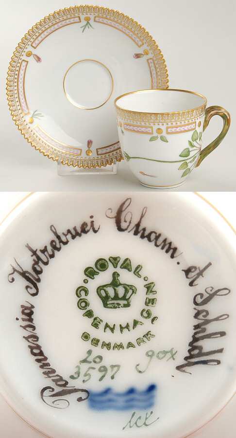 Flora Danica (1961 To Current) Flat Cup & Saucer Set-Parnassia kotzebuei Cham et