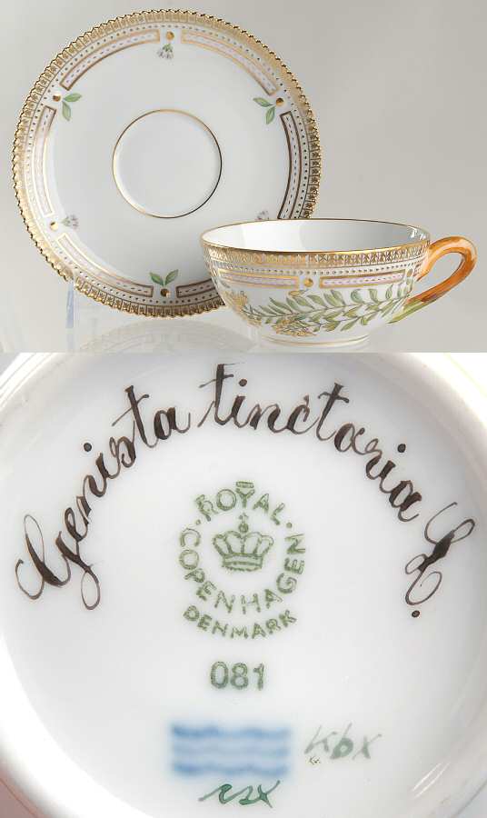 Flora Danica (1961 To Current) Flat Tea Cup & Saucer Set-Genista tinctoria L