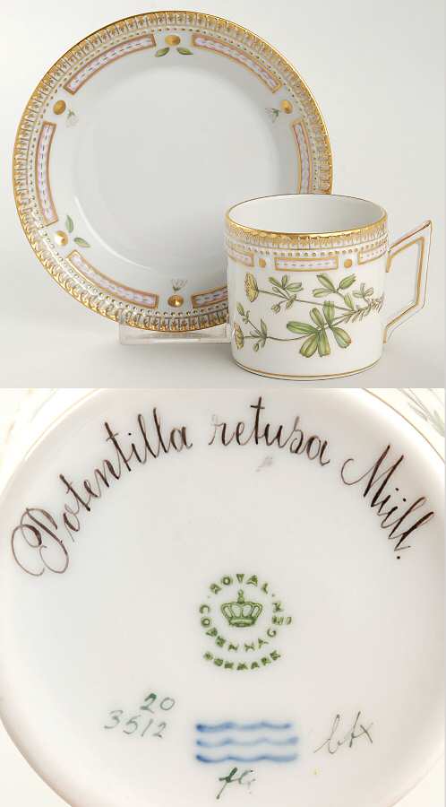 Flora Danica (1961 To Current) Chocolate Cup & Smooth Saucer-Potentilla retusa Mu