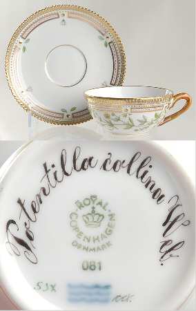 Flora Danica (1961 To Current) Flat Tea Cup & Saucer Set-Potentilla collina Web