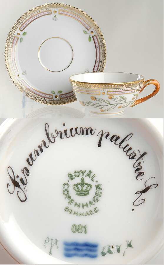 Flora Danica (1961 To Current) Flat Tea Cup & Saucer Set-Sisumbrium palustre L