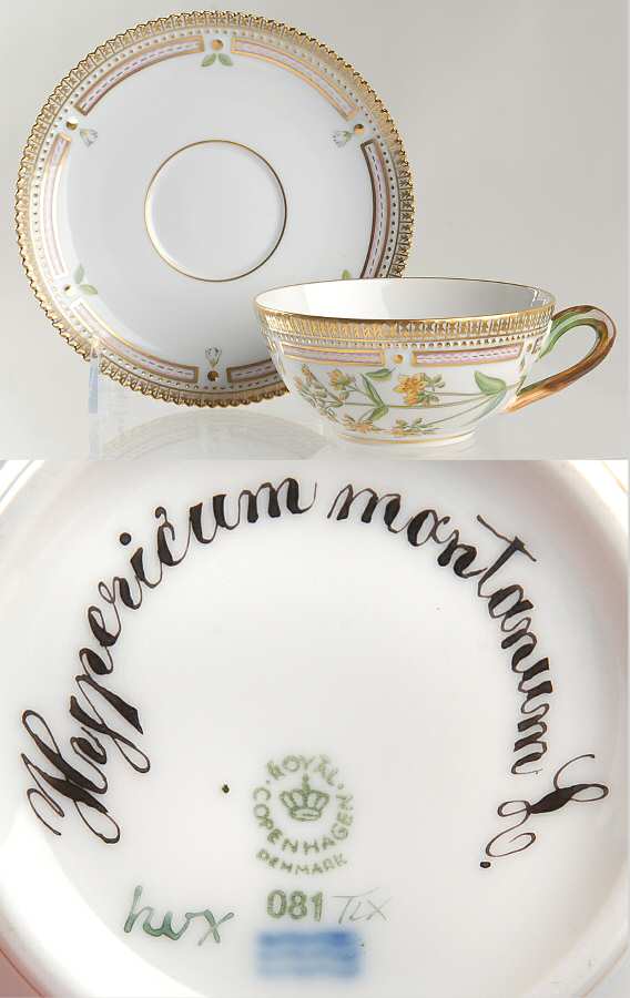 Flora Danica (1961 To Current) Flat Tea Cup & Saucer Set-Hypericum montanum L