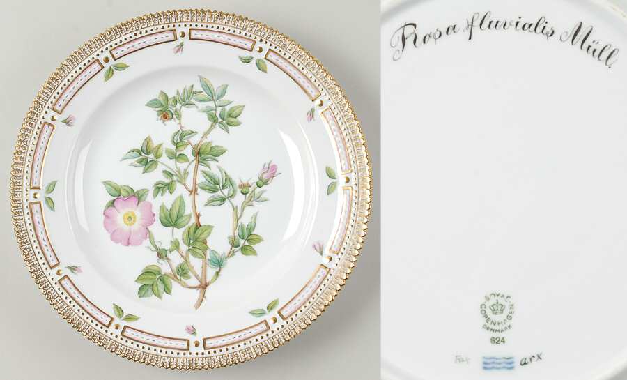 Flora Danica (1961 To Current) Dinner Plate-Rosa fluvialis Mull