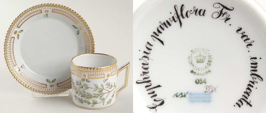 Flora Danica (1961 To Current) Chocolate Cup & Serrated Saucer-Euphrasia parviflo